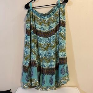 Dressbarn blue green paisley long skirt women’s size 18/20 elastic waist